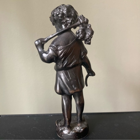 19th Century Vintage Antique Bronze Cast Harvest Putti Child Statue - Picture 10 of 12